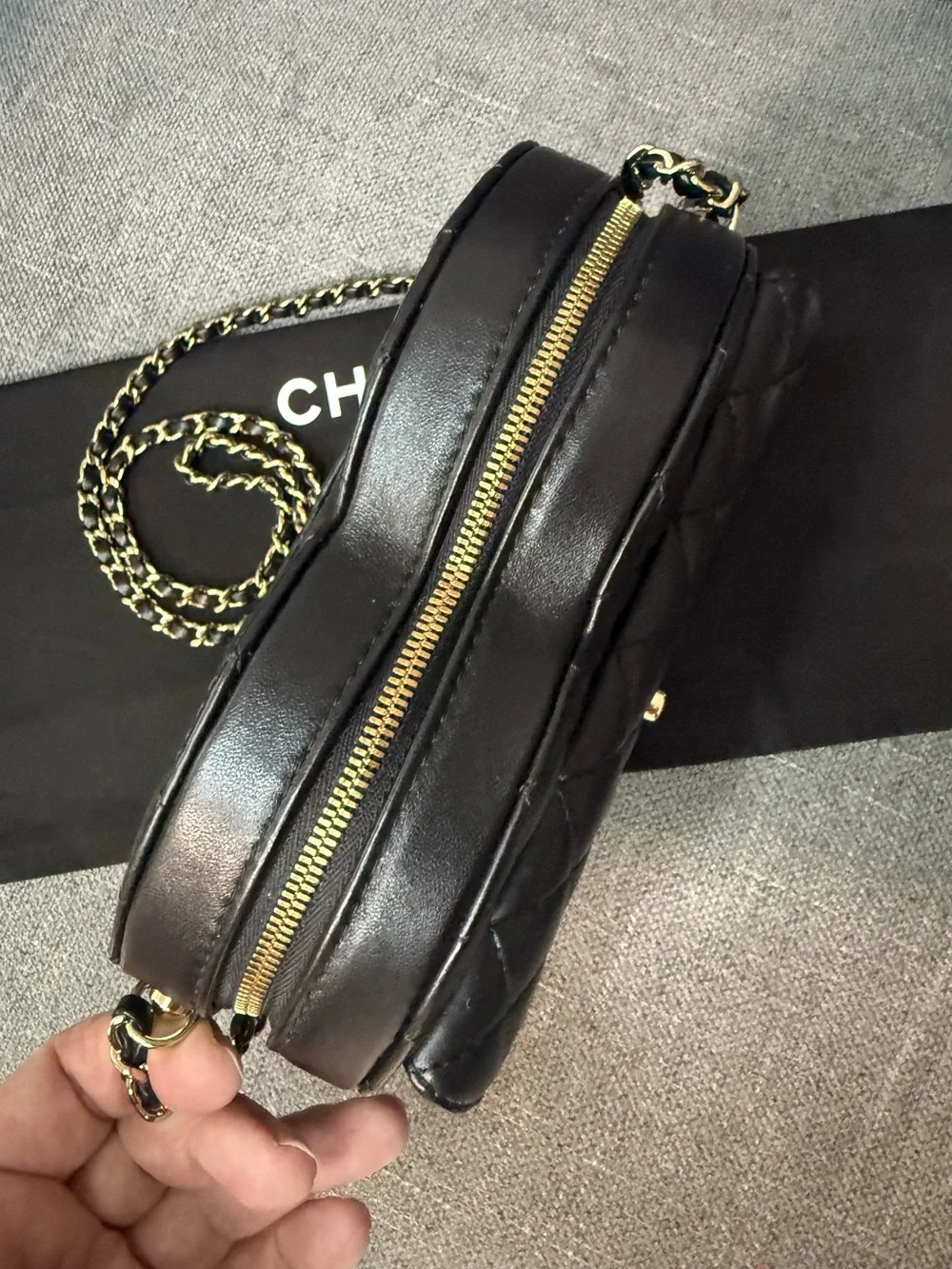 CHANEL CC in LOVE heart flap bag lambskin leather